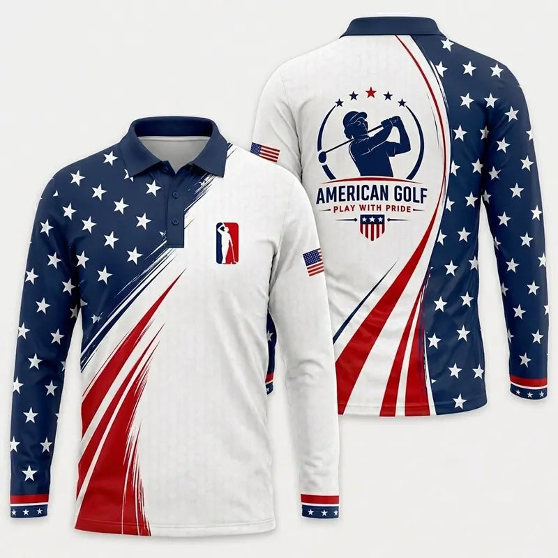 American Golf Play With Pride Polo Long Sleeve Shirt