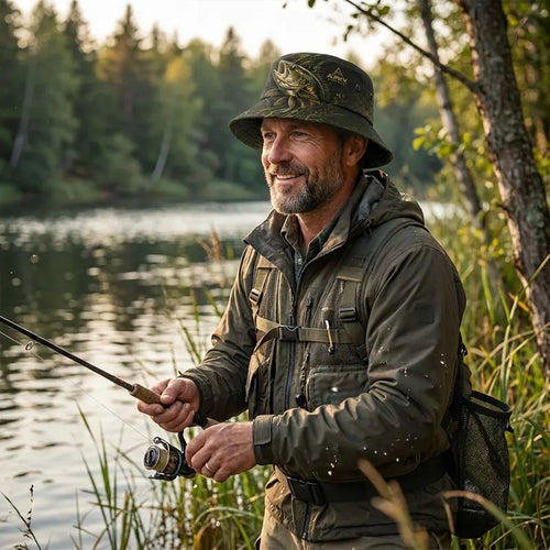 Apex Angler Built To Hunt Fishing Embroidered Bucket Hat