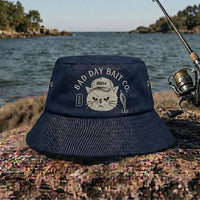 Bad Day Bait Co Grumpy Cat Fishing Embroidered Bucket Hat