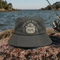 Bad Day Bait Co Grumpy Cat Fishing Embroidered Bucket Hat