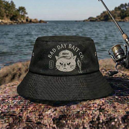 Bad Day Bait Co Grumpy Cat Fishing Embroidered Bucket Hat