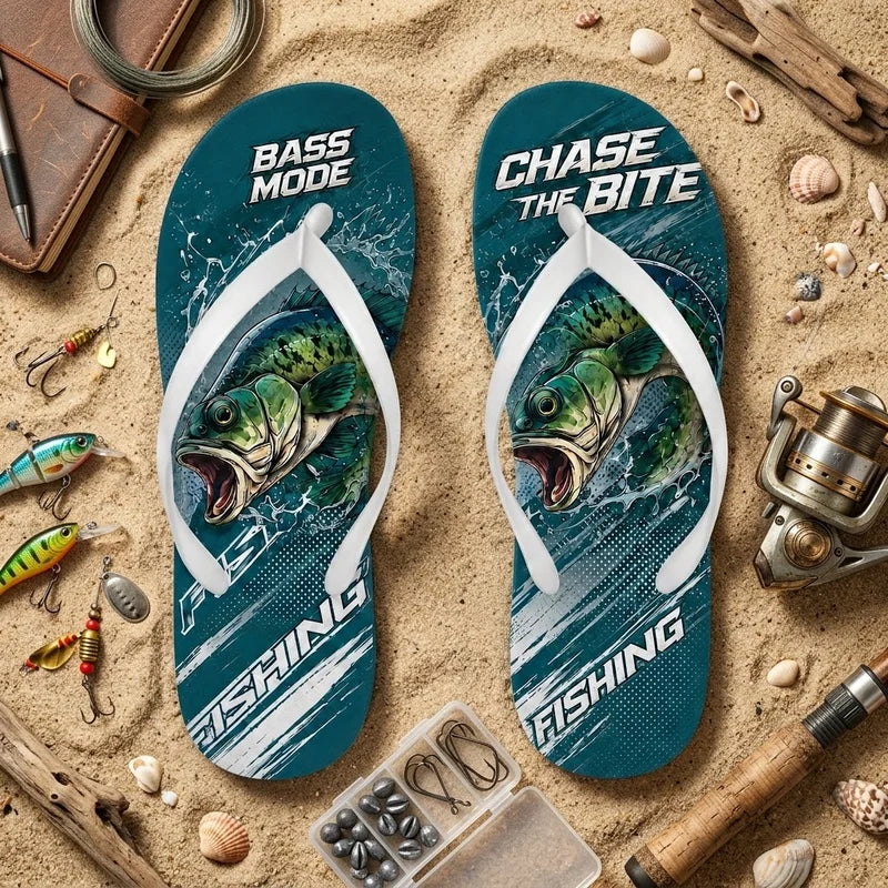 Bass Mode Chase The Bite Fishing Flip Flops 2026