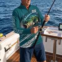 Bass Mode Chase The Bite Fishing Zip Long Sleeve Shirt