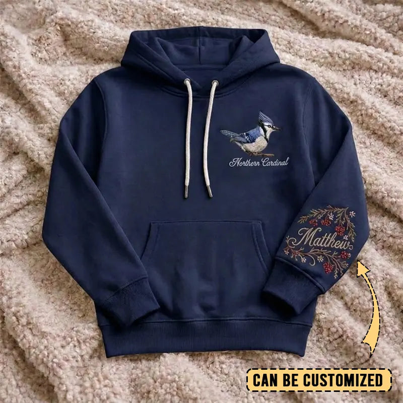 Birding Blue Jay Embroidered Hoodie 2026