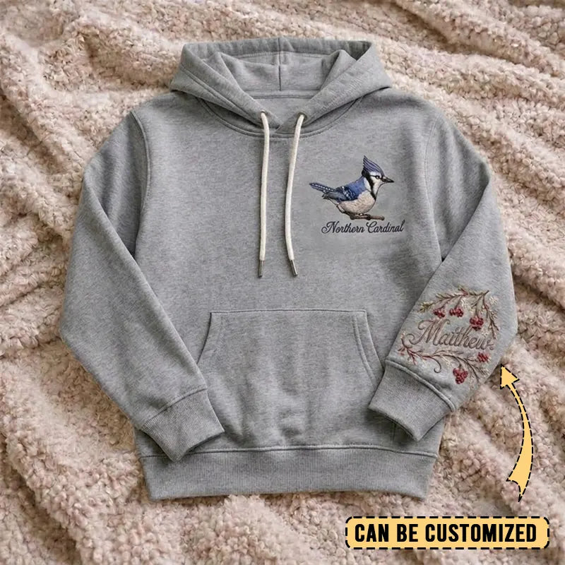 Birding Blue Jay Embroidered Hoodie 2026
