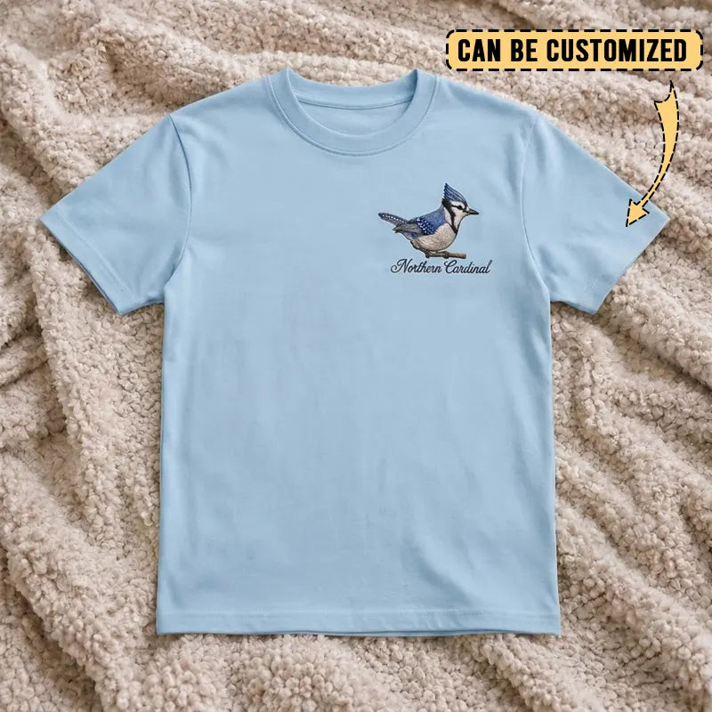 Birding Blue Jay Embroidered T-Shirt 2026