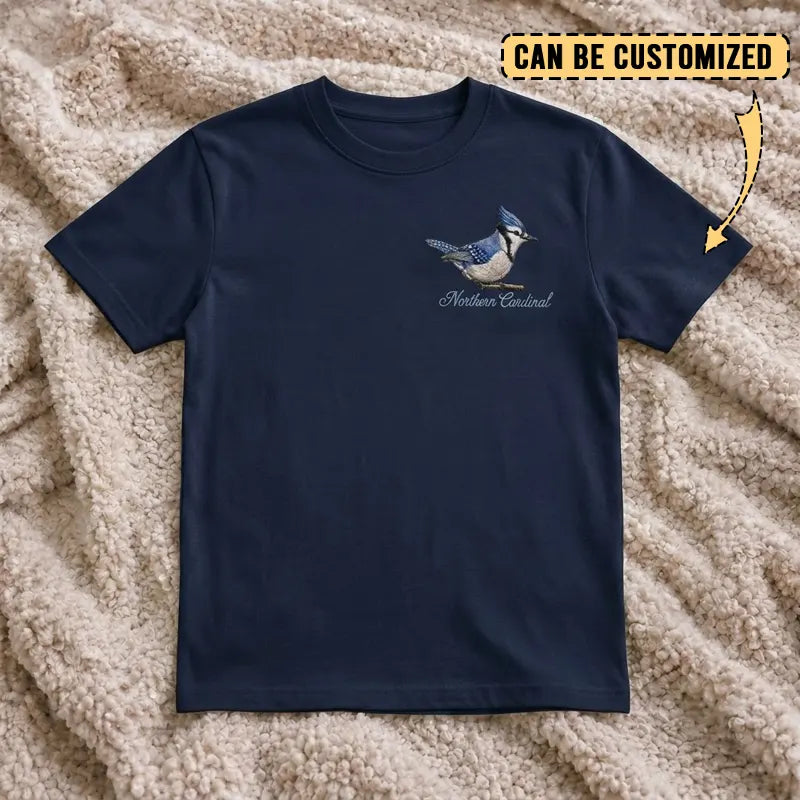 Birding Blue Jay Embroidered T-Shirt 2026