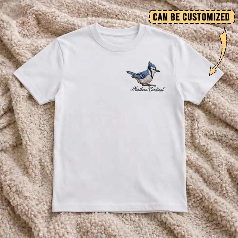Birding Blue Jay Embroidered T-Shirt 2026