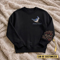 Birding Blue Jay Sweater – Print & Embroidery