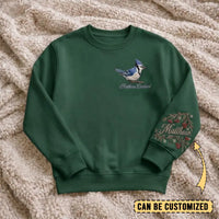 Birding Blue Jay Sweater – Print & Embroidery