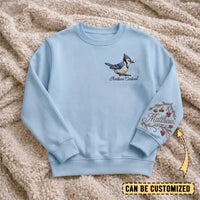 Birding Blue Jay Sweater – Print & Embroidery