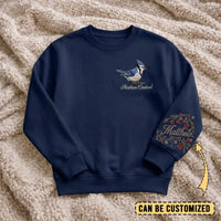 Birding Blue Jay Sweater – Print & Embroidery