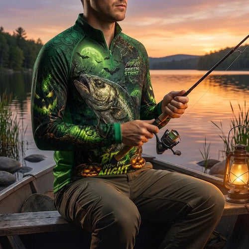 Bite Into The Night Predator Mode Halloween Zip Long Sleeve Shirt
