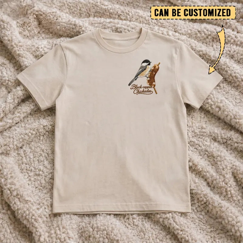 Black-capped Chickadee Embroidered T-Shirt 2026