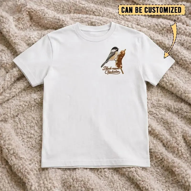 Black-capped Chickadee Embroidered T-Shirt 2026