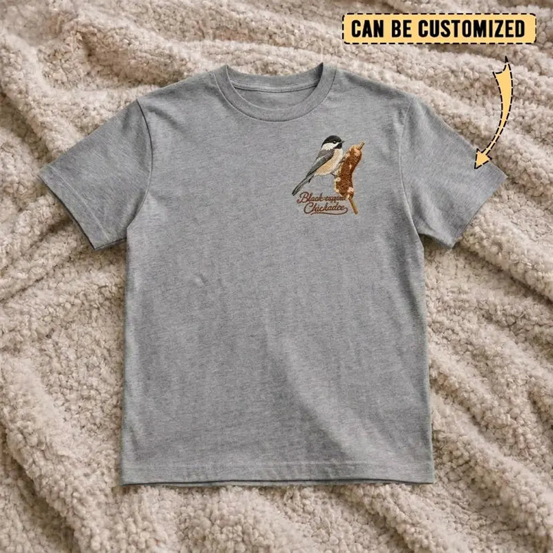 Black-capped Chickadee Embroidered T-Shirt 2026