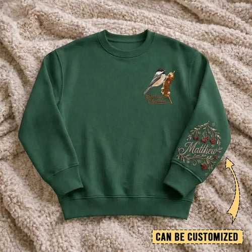 Black-capped Chickadee Sweater – Print & Embroidery
