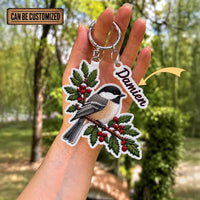 Personalized Bird Shaped Embroidered Keychain Tag