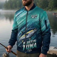 Bluefin Tuna Ocean Wave Bomber Jacket