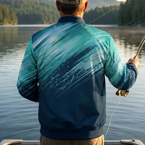 Bluefin Tuna Ocean Wave Bomber Jacket