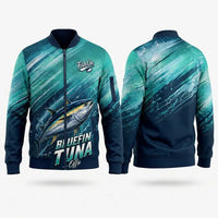 Bluefin Tuna Ocean Wave Bomber Jacket