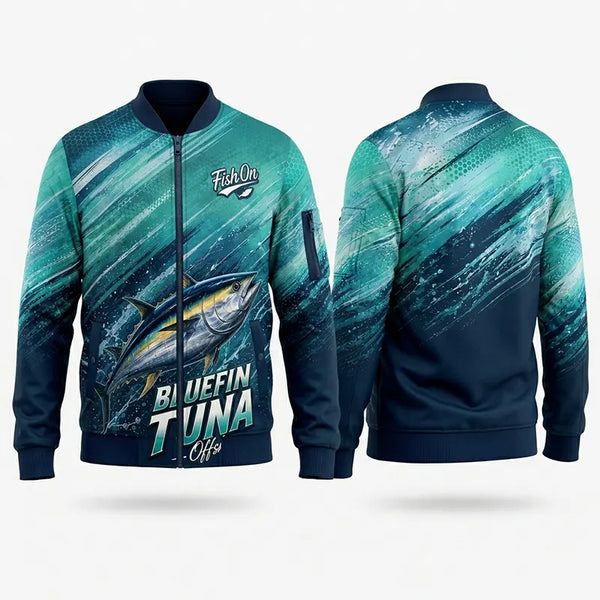 Bluefin Tuna Ocean Wave Bomber Jacket 2026