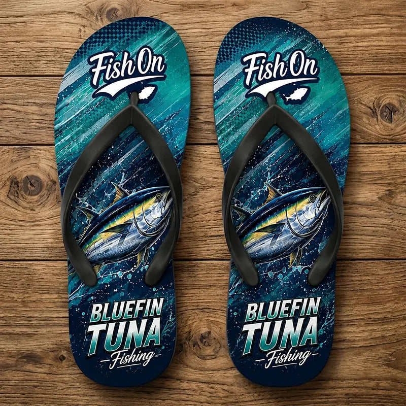 Bluefin Tuna Ocean Wave Flip Flops 2026