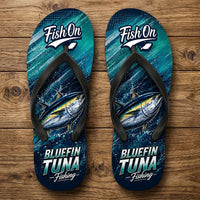 Bluefin Tuna Ocean Wave Flip Flops