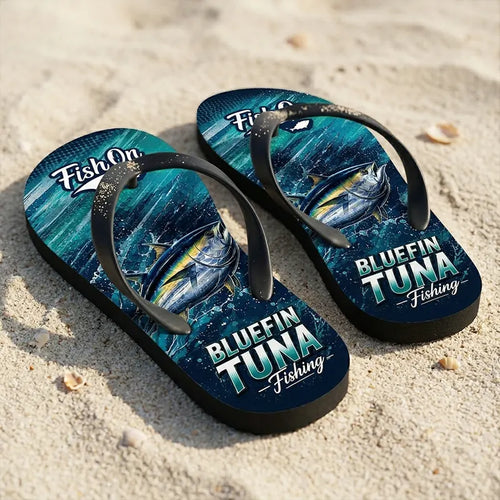 Bluefin Tuna Ocean Wave Flip Flops