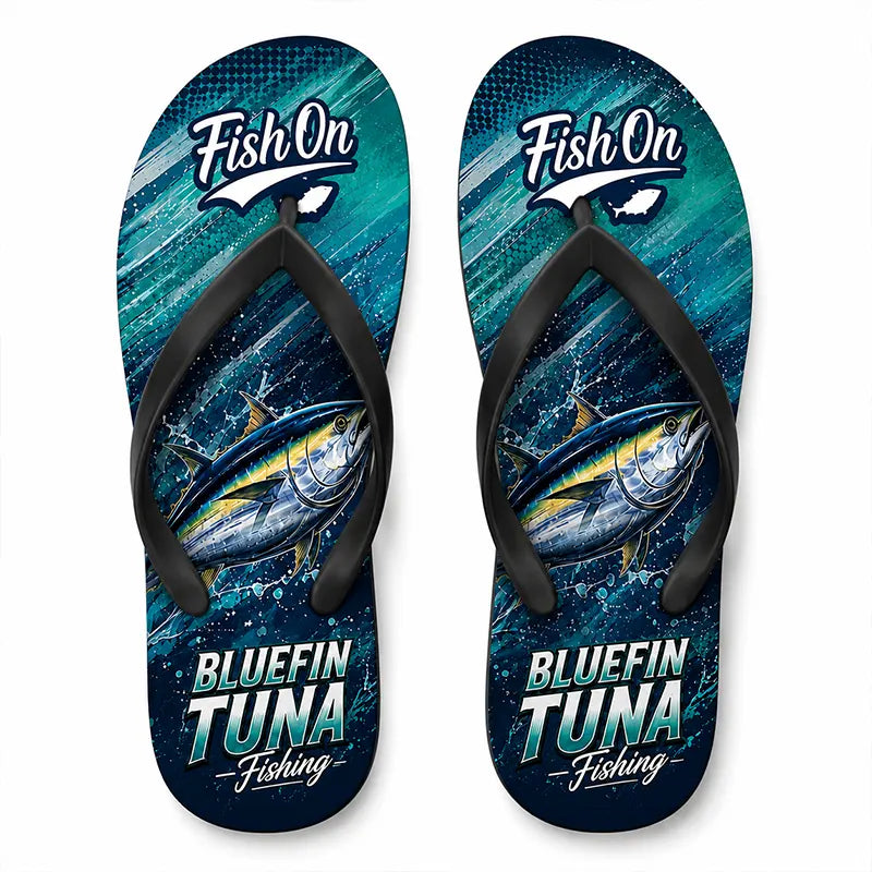 Bluefin Tuna Ocean Wave Flip Flops