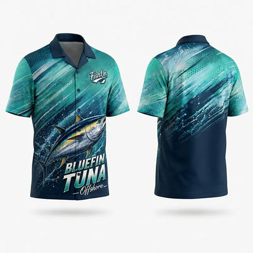 Bluefin Tuna Ocean Wave Hawaiian Shirt