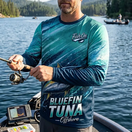 Bluefin Tuna Ocean Wave Long Sleeve Shirt