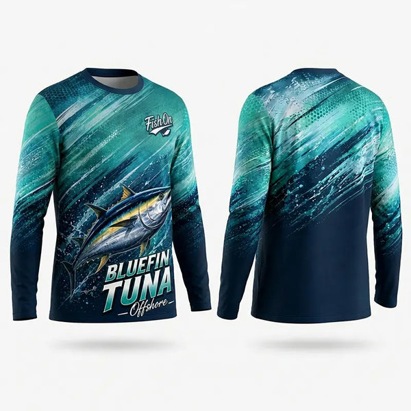 Bluefin Tuna Ocean Wave Long Sleeve Shirt