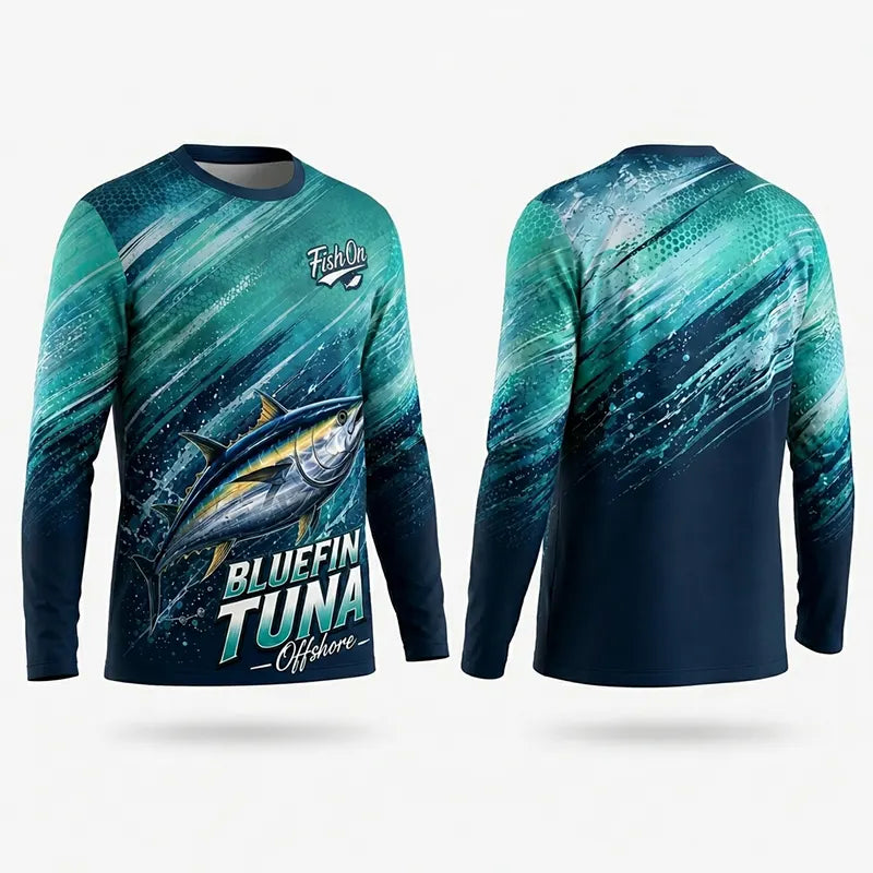 Bluefin Tuna Ocean Wave Long Sleeve Shirt