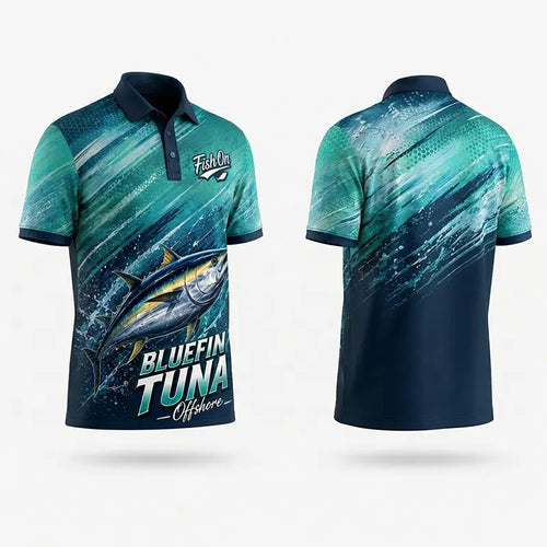 Bluefin Tuna Ocean Wave Polo Shirt