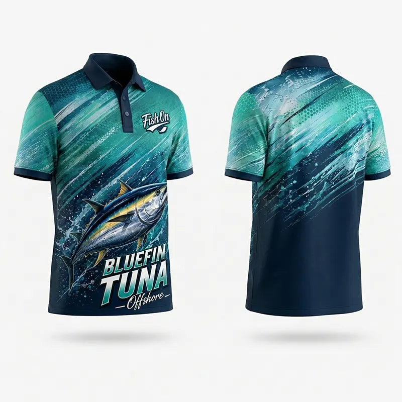 Bluefin Tuna Ocean Wave Polo Shirt