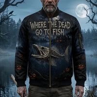 Bone Catcher Halloween Fishing Bomber Jacket