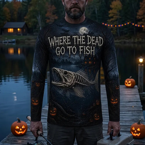 Bone Catcher Halloween Fishing Long Sleeve Shirt