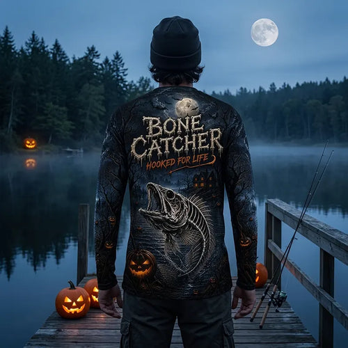 Bone Catcher Halloween Fishing Long Sleeve Shirt