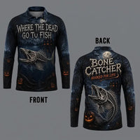 Bone Catcher Halloween Fishing Polo Long Sleeve Shirt