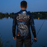 Bone Catcher Halloween Fishing Polo Long Sleeve Shirt