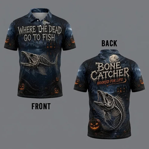 Bone Catcher Halloween Fishing Polo Shirt