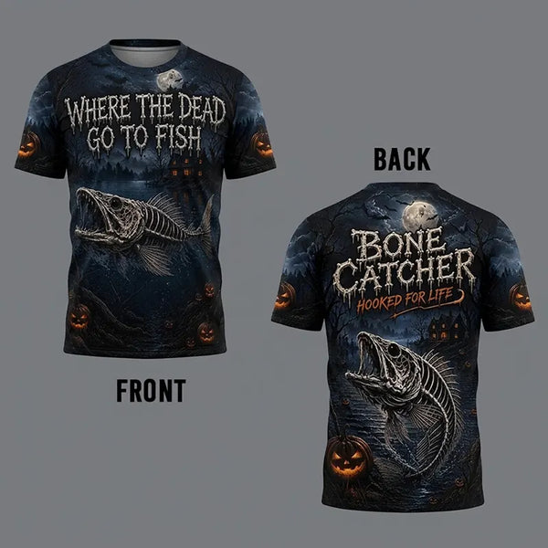 Bone Catcher Halloween Fishing T-Shirt