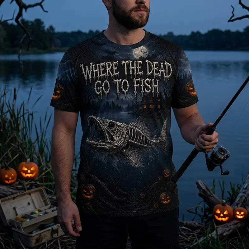 Bone Catcher Halloween Fishing T-Shirt 2026