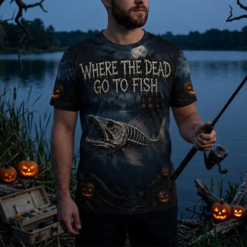 Bone Catcher Halloween Fishing T-Shirt