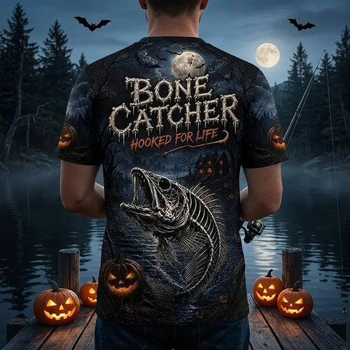 Bone Catcher Halloween Fishing T-Shirt