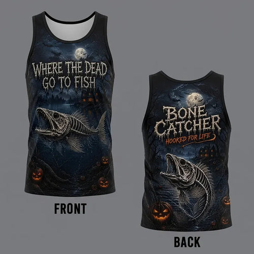 Bone Catcher Halloween Fishing Tank Top