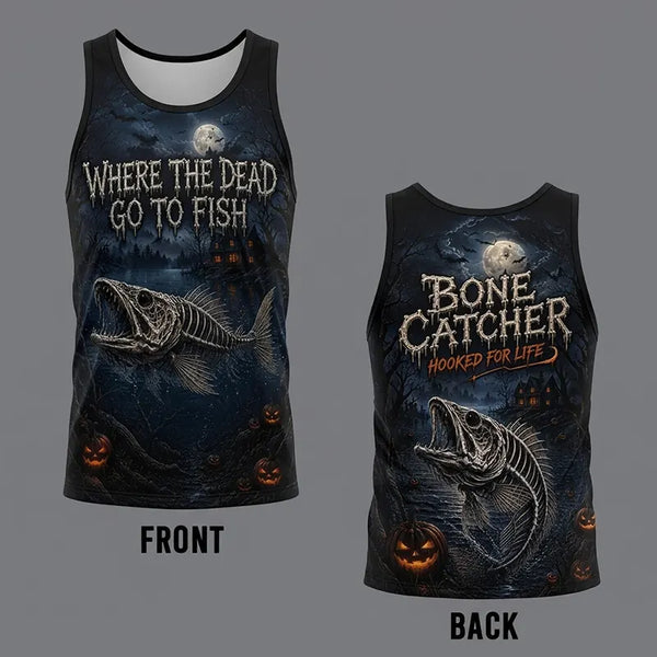 Bone Catcher Halloween Fishing Tank Top