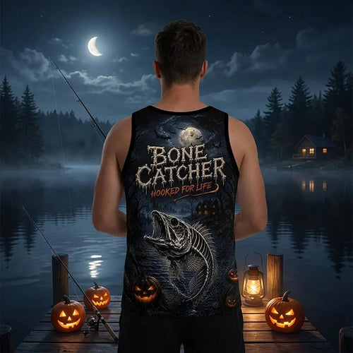 Bone Catcher Halloween Fishing Tank Top