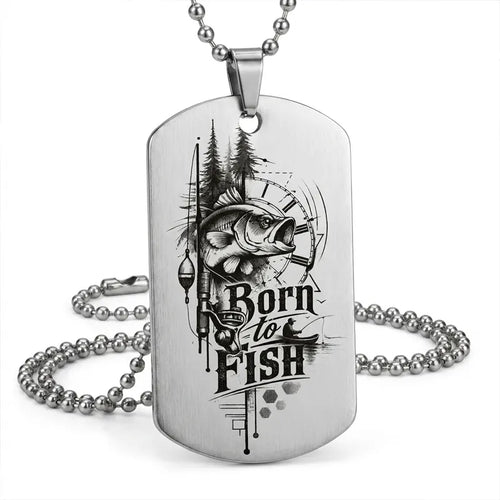 Born To Fish Personalized Dog Tag Necklace